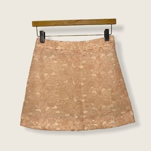 Topshop Floral Embroidered A Line Delicate Crocheted Lace Mini Skirt Small - Picture 1 of 12